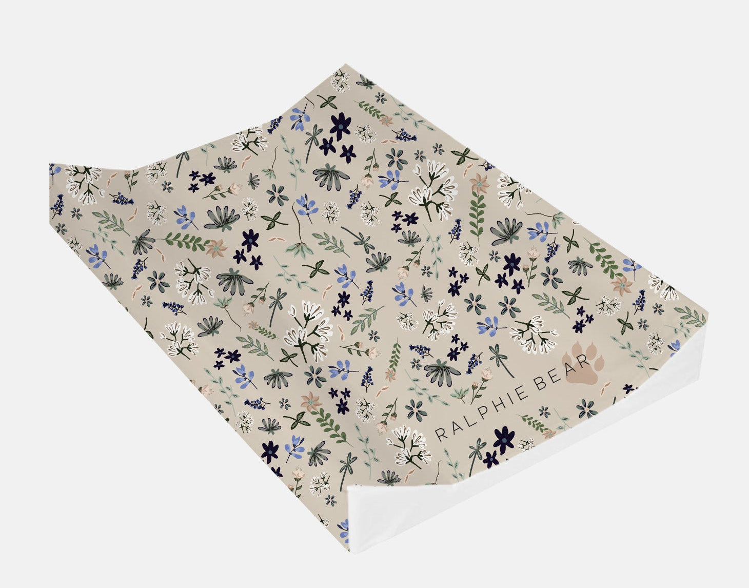 Floral patterned paper with 'Ralphie Bear' branding on a white background