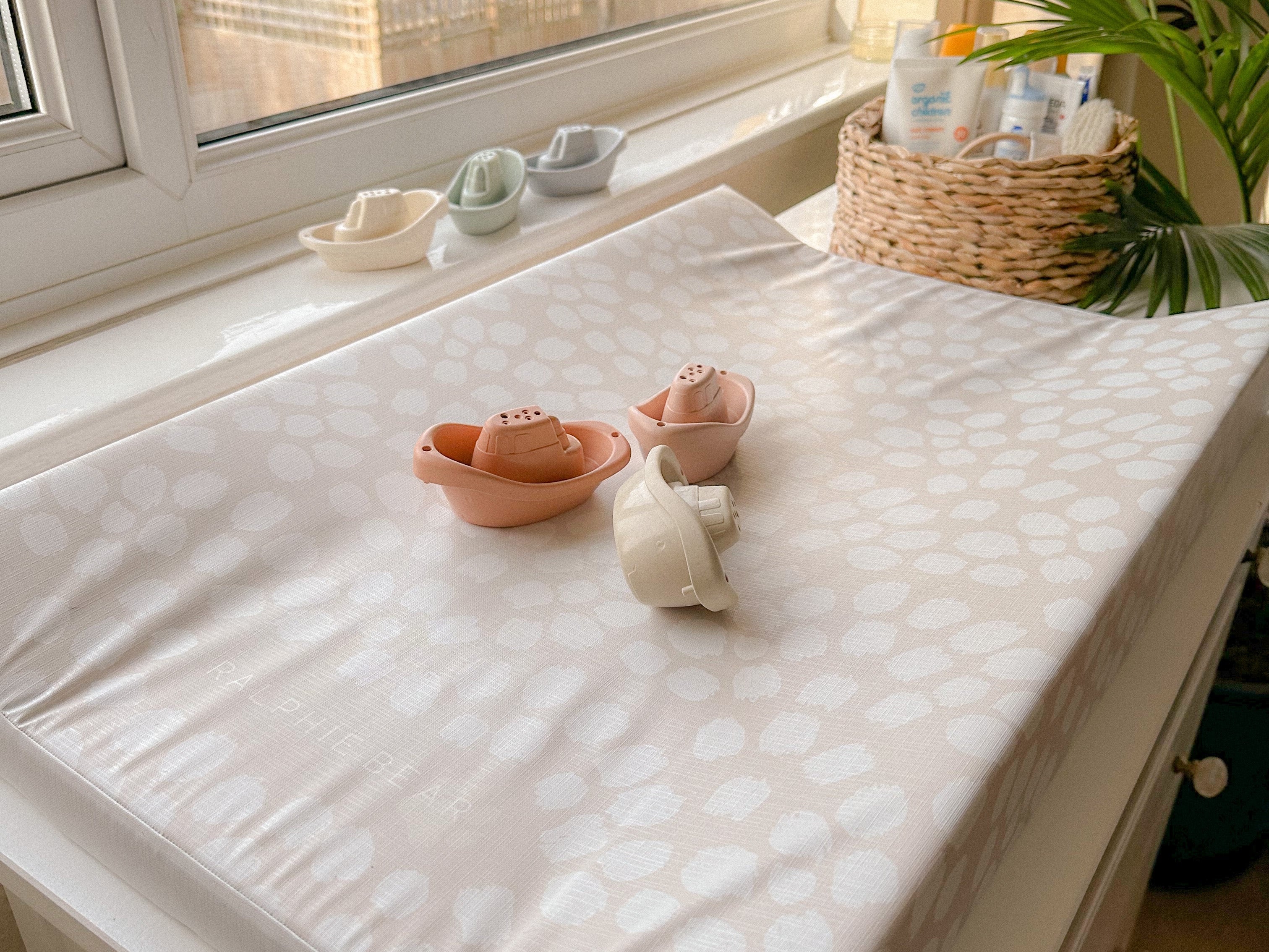 Ralphie Bear Scallop Anti Roll Wedge Baby Changing Mat Neutral Beige 7