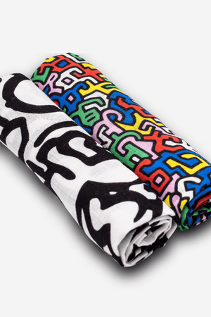 Etta Loves Etta Loves X Keith Haring 2 Pack Muslin Squares 1
