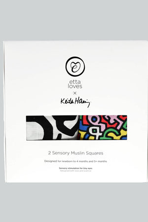 Etta Loves Etta Loves X Keith Haring 2 Pack Muslin Squares 2