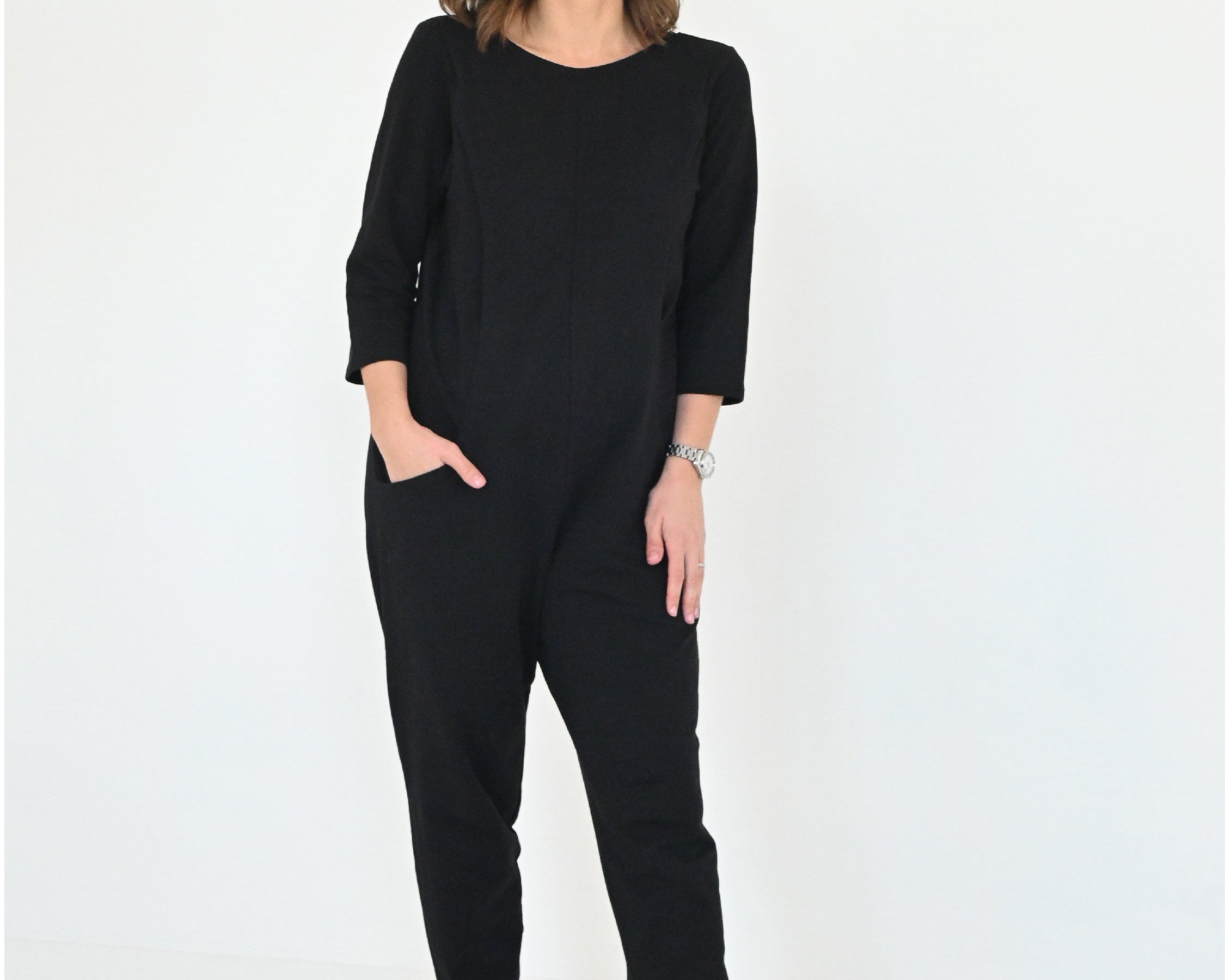 JOURNY Etta Jumpsuit Black French Terry 1