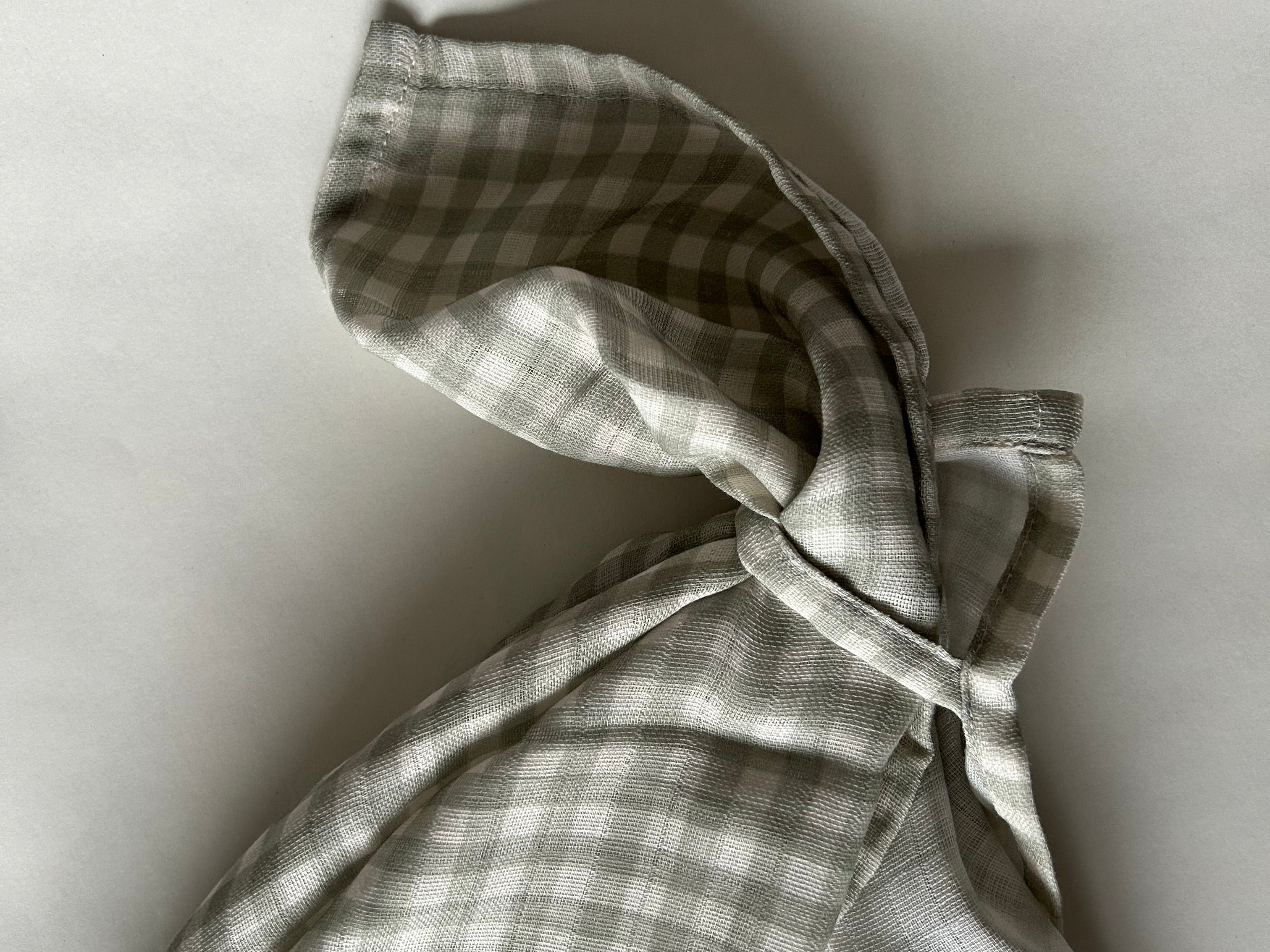 Ralphie Bear Gingham Sage Large Swaddle Muslin 13