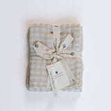 Ralphie Bear Gingham Beige Large Swaddle Muslin 1