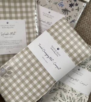 Ralphie Bear Gingham Sage Splash Mat 3