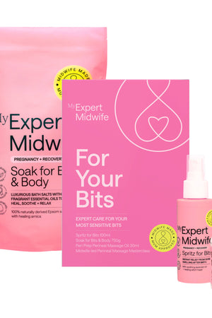 My Expert Midwife product set including a bag, bottle, and spray on a white background