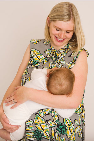 JOURNY Lucy Dress Maternity Breastfeeding Friendly Abstract Green Printed Linen 3