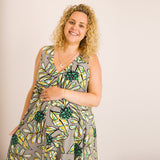 JOURNY Lucy Dress Maternity Breastfeeding Friendly Abstract Green Printed Linen 5