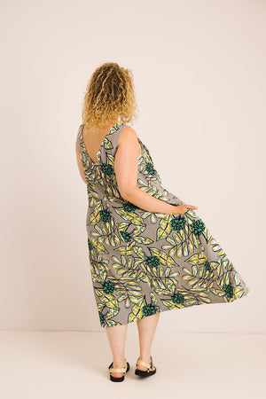 JOURNY Lucy Dress Maternity Breastfeeding Friendly Abstract Green Printed Linen 7