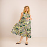JOURNY Lucy Dress Maternity Breastfeeding Friendly Abstract Green Printed Linen 2