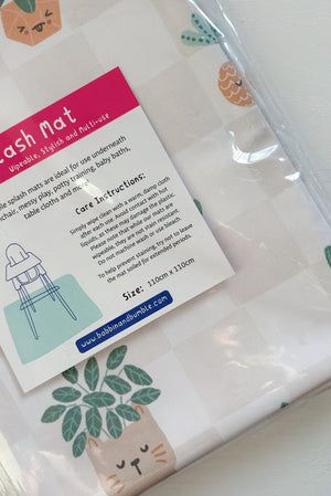 Splash Mat, Pot Plants: folded in clear packaging with a care instructions card, size 110cm x 110cm