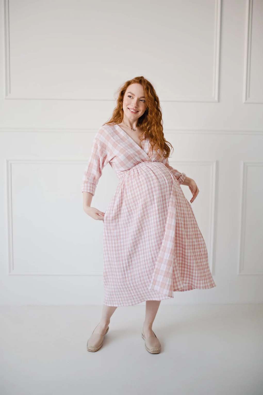 breastfeeding wrap dress Teresita Organic Cotton Vintage A Line Dress Color:Wine Spice and effortlessly comfortable womens summer dress