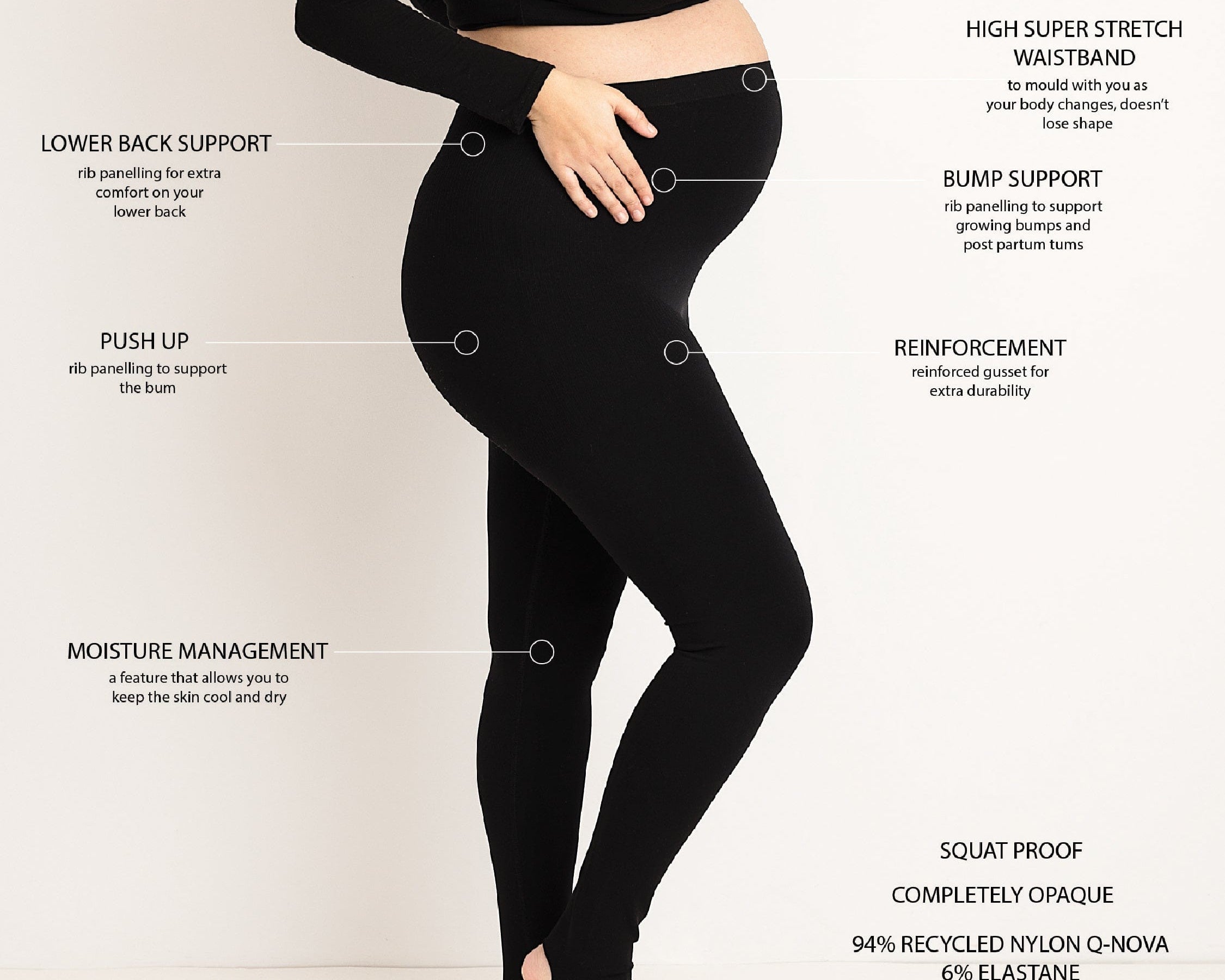 JOURNY Penny Leggings Maternity Postpartum Leggings Bump Supporting Black 3