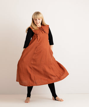 JOURNY Linen Dress Lucy Burnt Orange 1