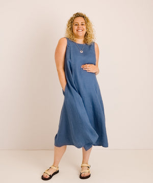 JOURNY Linen Dress Lucy Aegean Blue 1