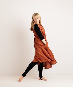 JOURNY Linen Dress Lucy Burnt Orange 2