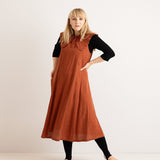 JOURNY Linen Dress Lucy Burnt Orange 3