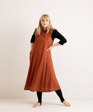 JOURNY Linen Dress Lucy Burnt Orange 3