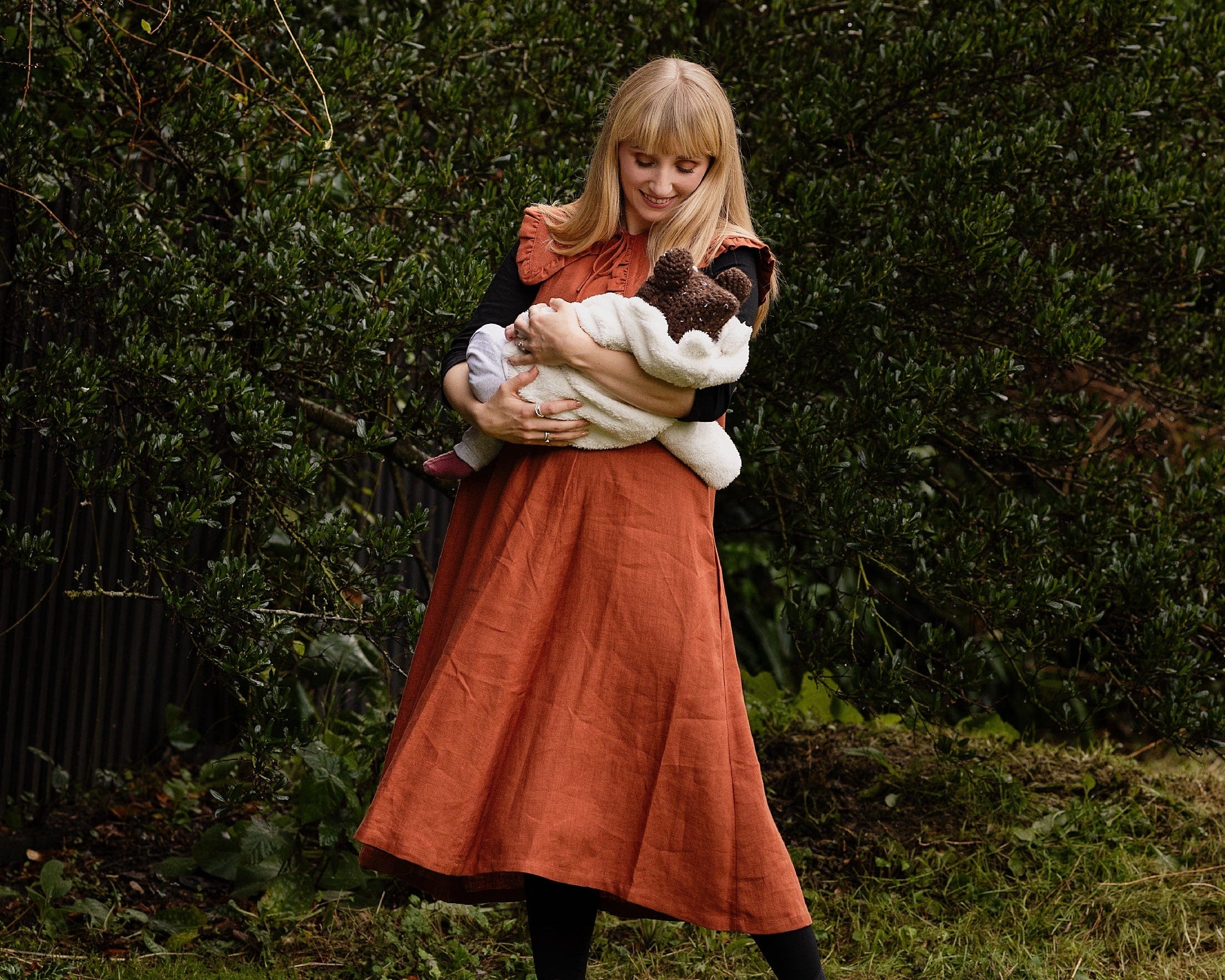 JOURNY Linen Dress Lucy Burnt Orange 4