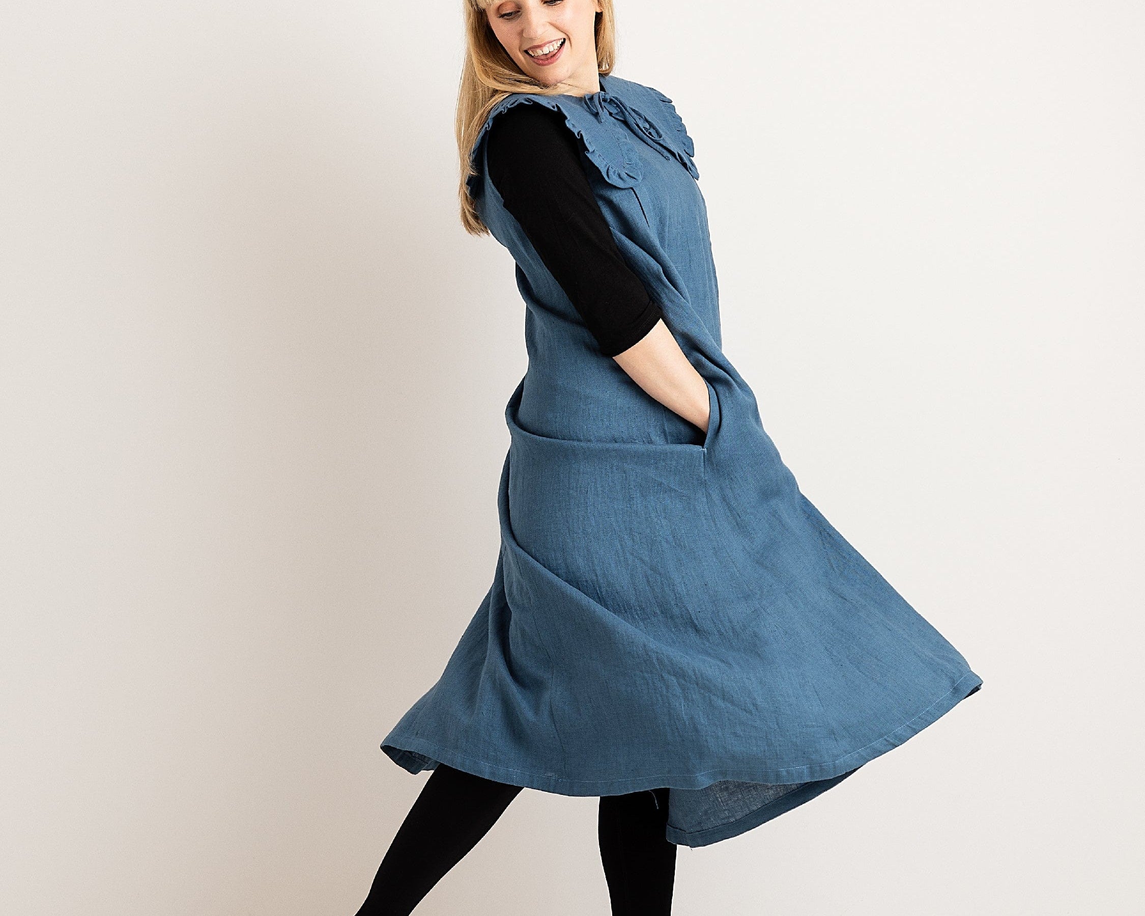 JOURNY Linen Dress Lucy Aegean Blue 5