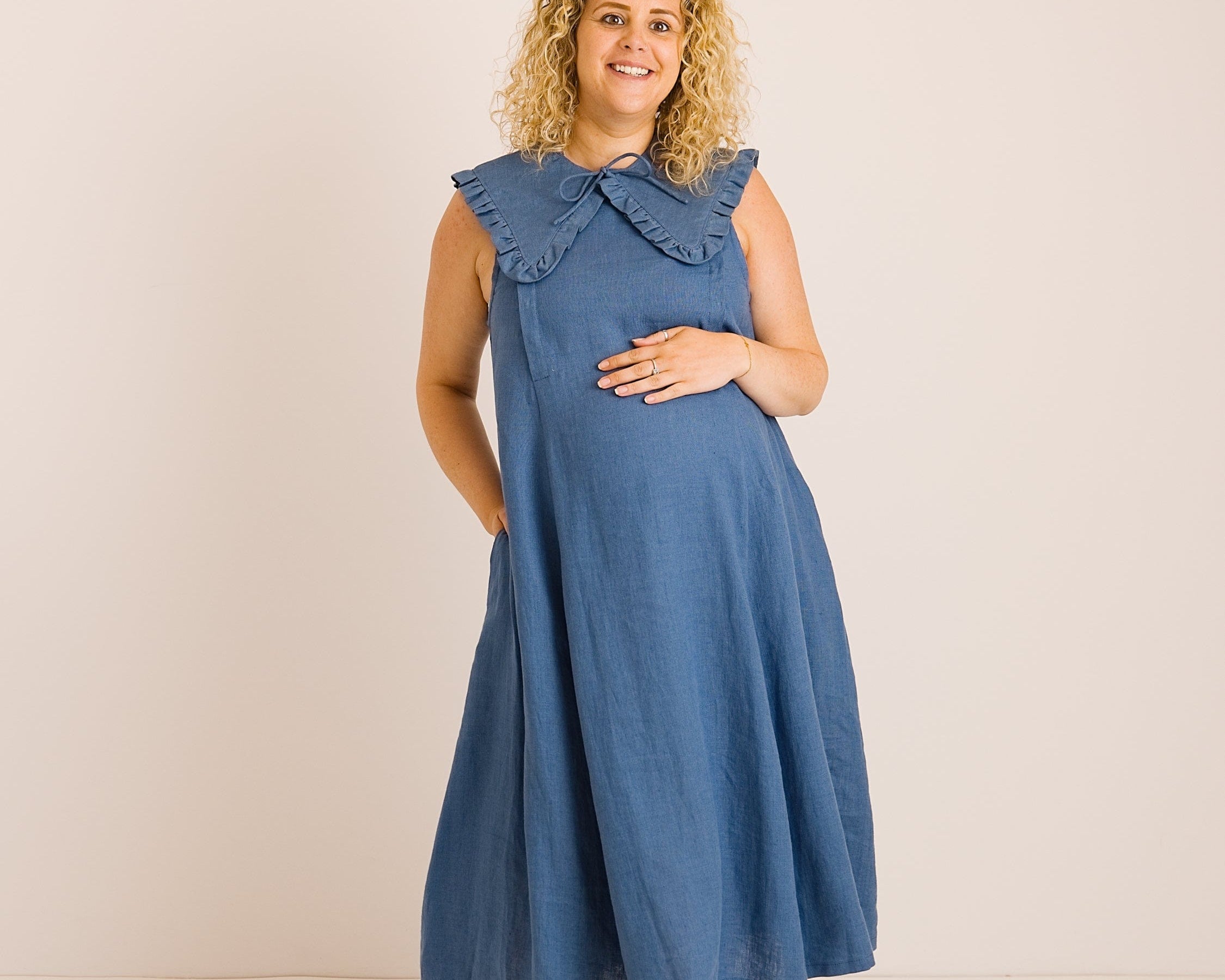 JOURNY Linen Dress Lucy Aegean Blue 11