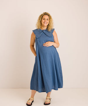 JOURNY Linen Dress Lucy Aegean Blue 11