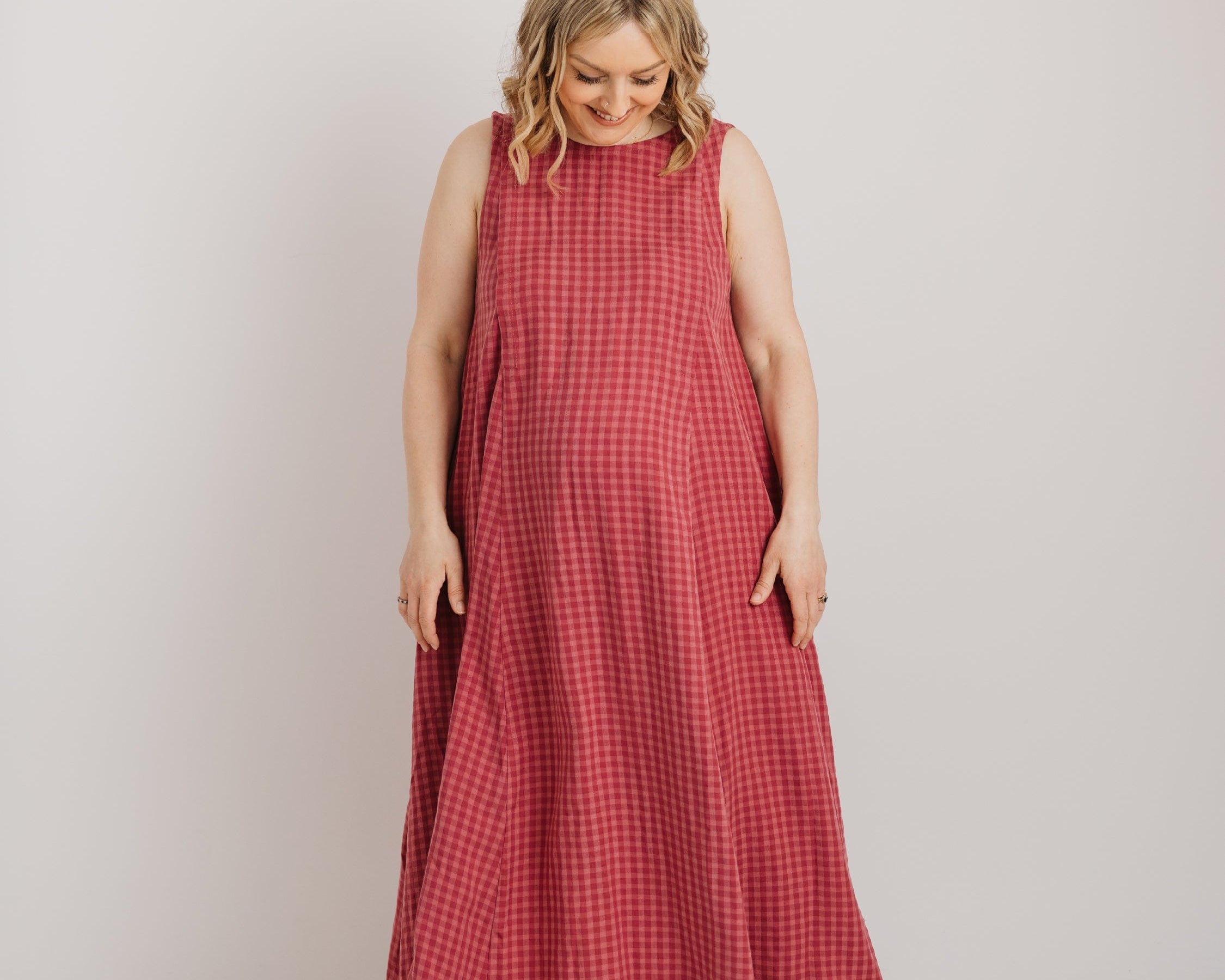 JOURNY Lucy Dress Pink Check Tencel 2