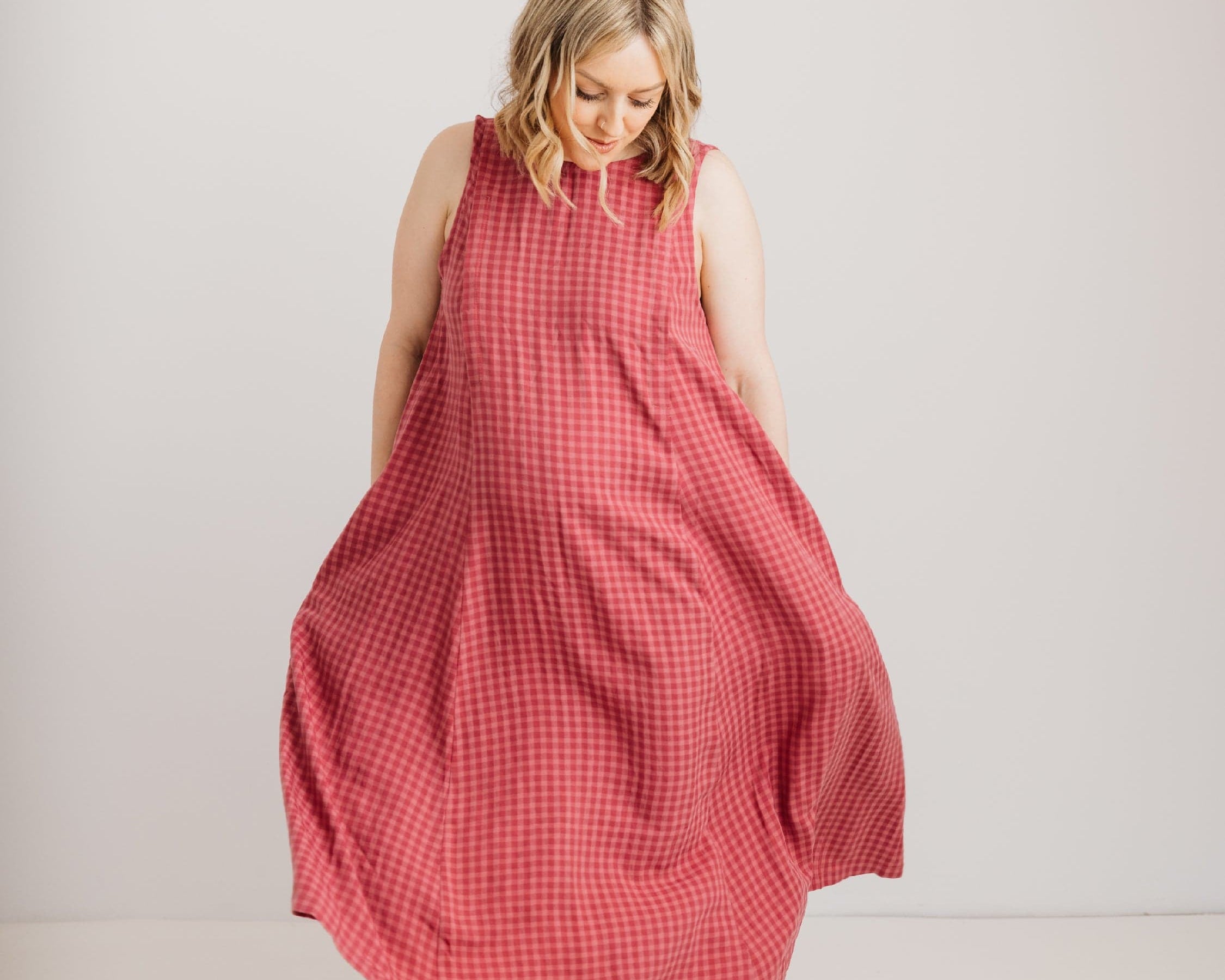 JOURNY Lucy Dress Pink Check Tencel 1