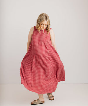JOURNY Lucy Dress Pink Check Tencel 1