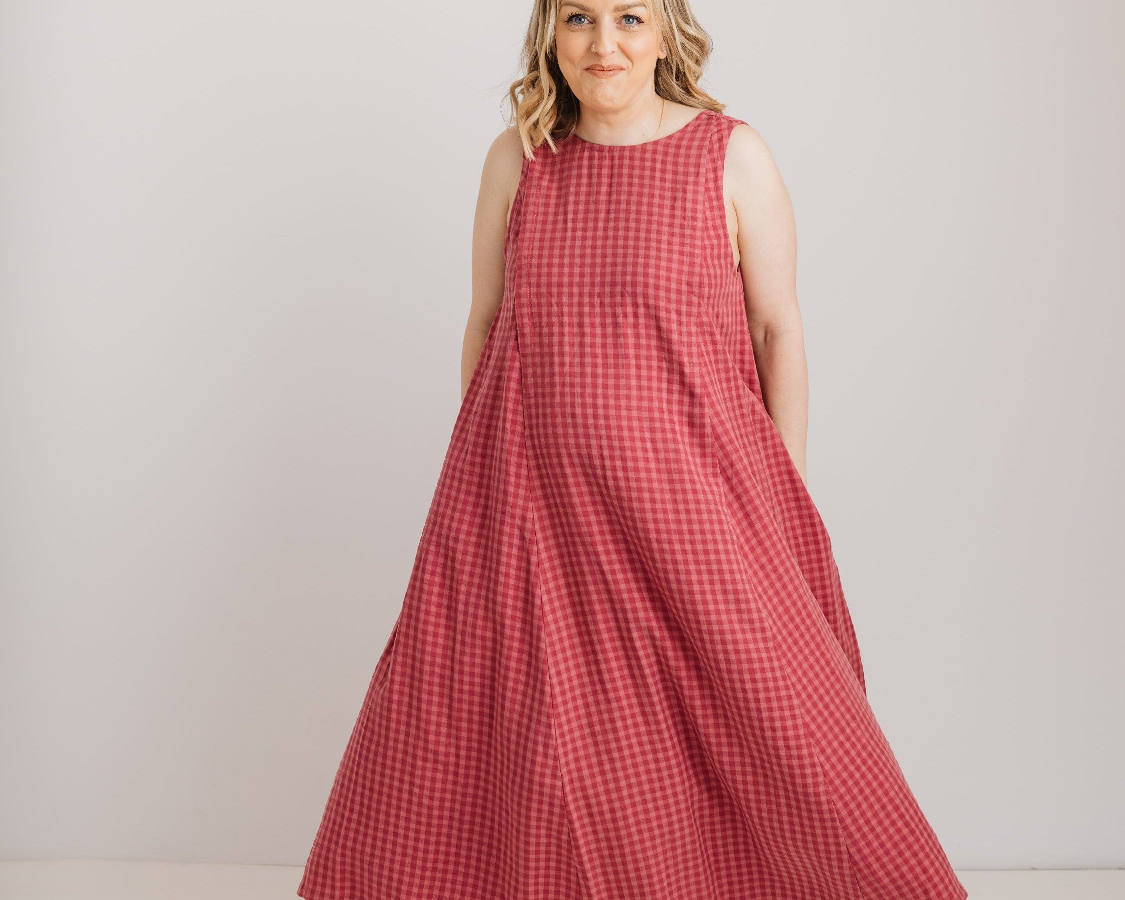 JOURNY Lucy Dress Pink Check Tencel 4