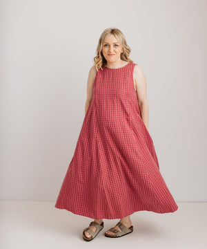 JOURNY Lucy Dress Pink Check Tencel 4