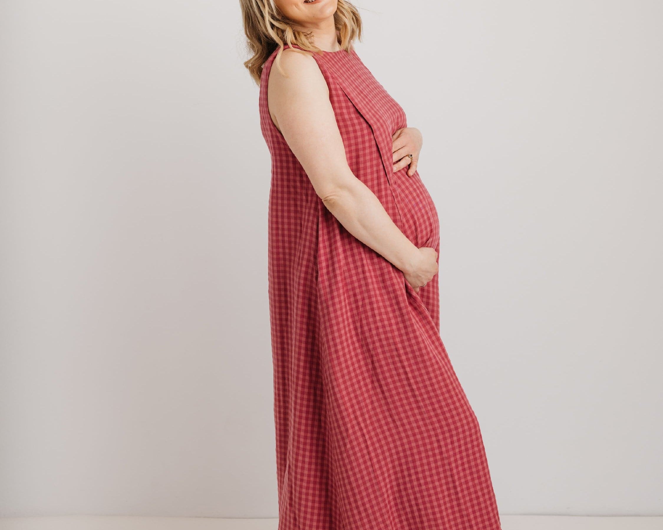 JOURNY Lucy Dress Pink Check Tencel 8