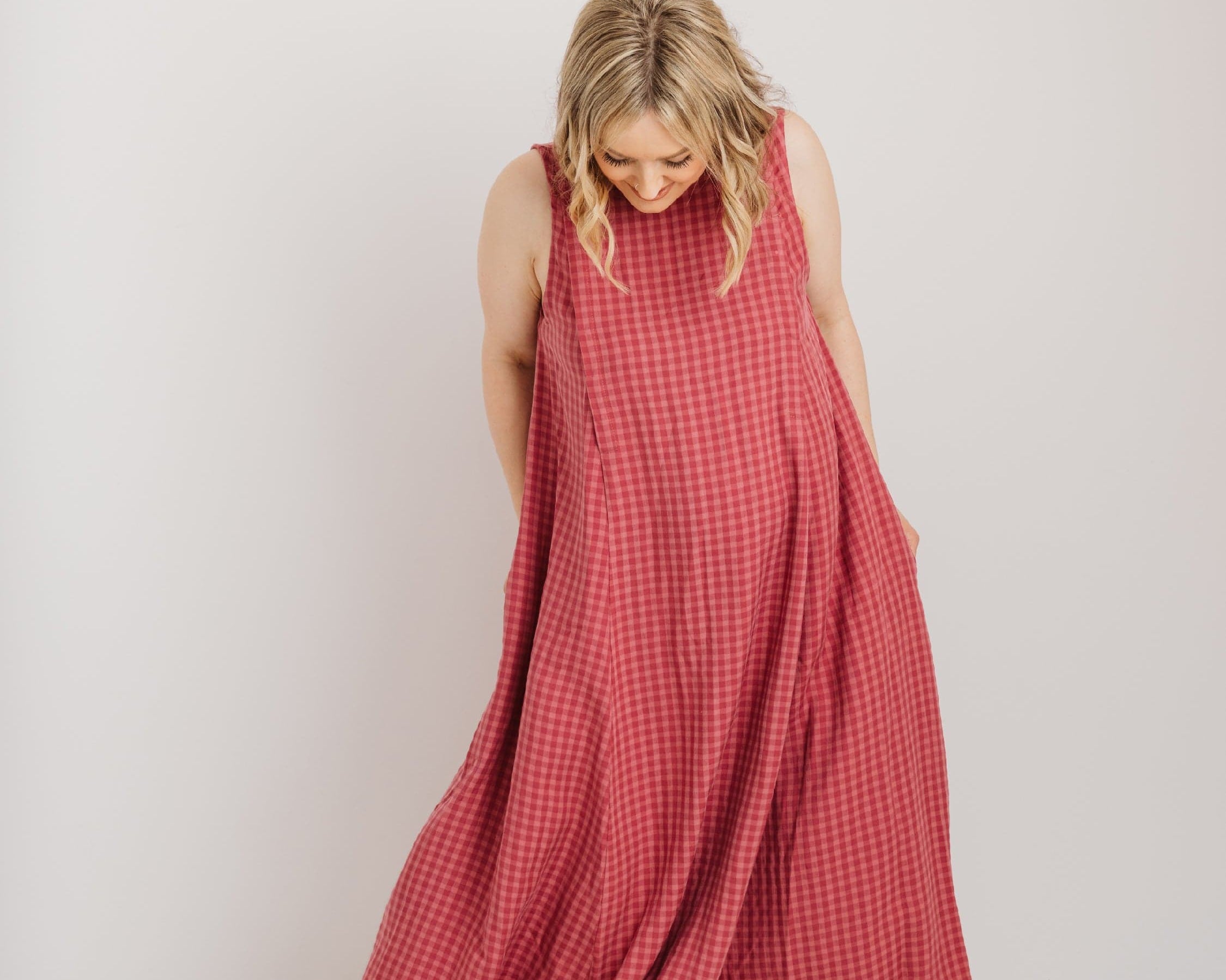 JOURNY Lucy Dress Pink Check Tencel 9