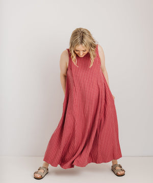 JOURNY Lucy Dress Pink Check Tencel 9