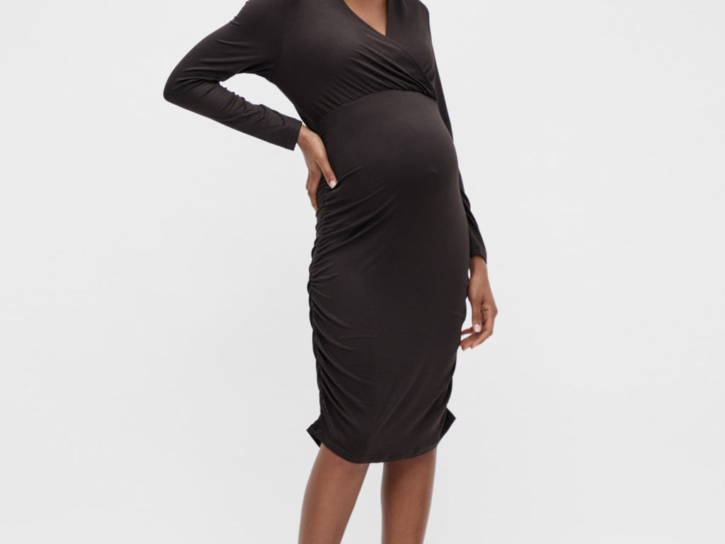 Mamalicious Bodycon V-Neck Maternity Dress Black For The Creators Mamalicious Bodycon V-Neck Maternity Dress Black For The Creators