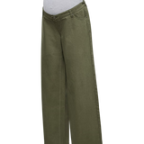 Green maternity jeans with grey jersey belly band
