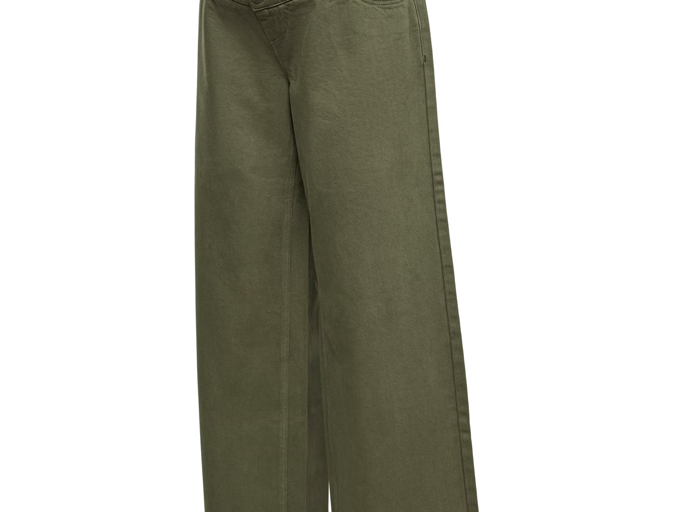 Green maternity jeans with grey jersey belly band