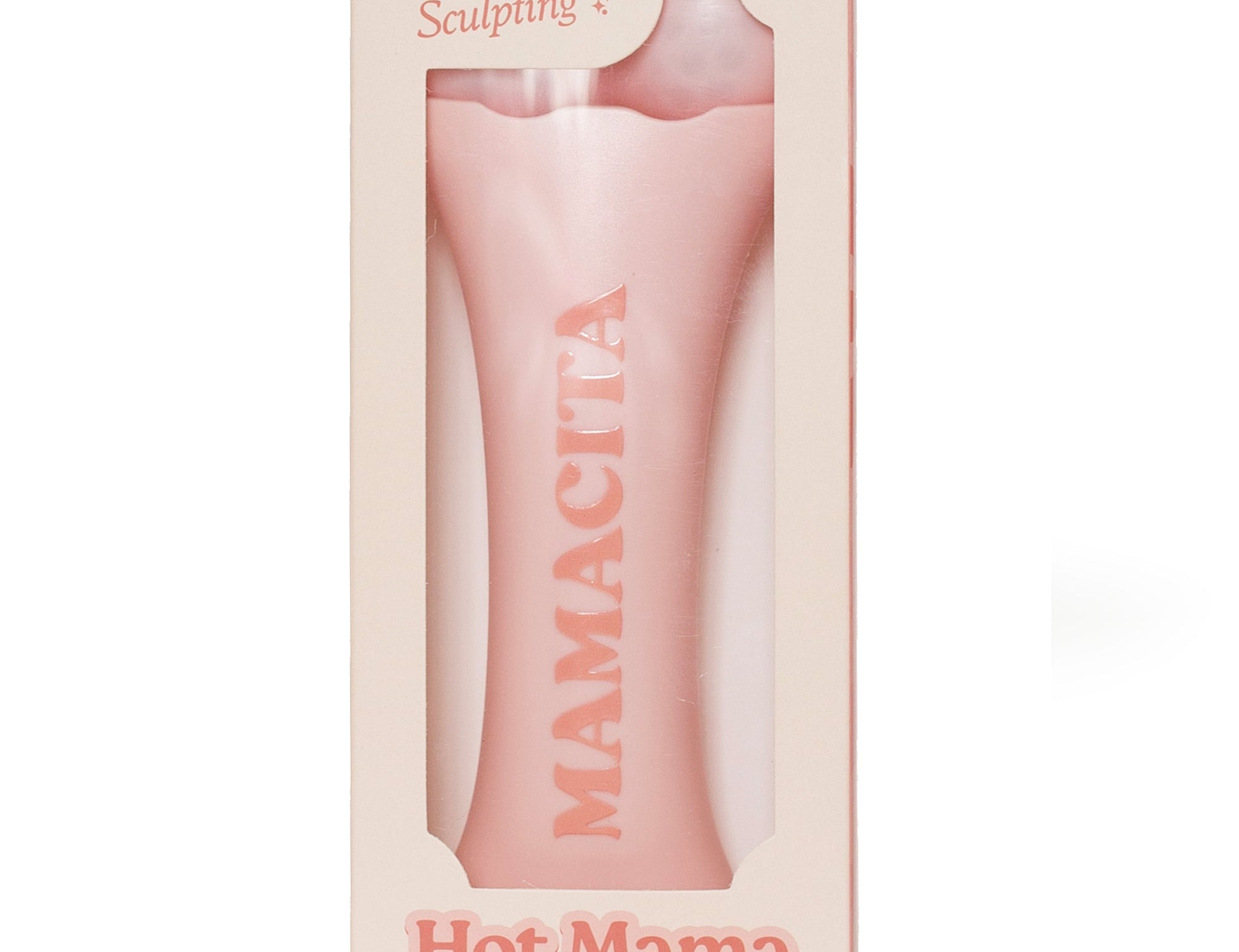 A pink Mamacita Hot Mama ice roller toy inside its original light pink packaging box, shown on a clean white background.