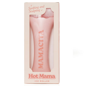 A pink Mamacita Hot Mama ice roller toy inside its original light pink packaging box, shown on a clean white background.