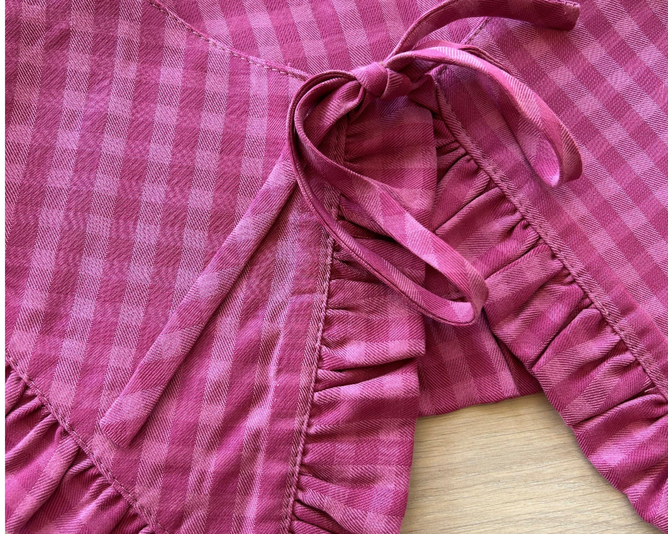 JOURNY Detachable Collar Margot Ruffle Collar Pink Check 1