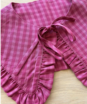 JOURNY Detachable Collar Margot Ruffle Collar Pink Check 1