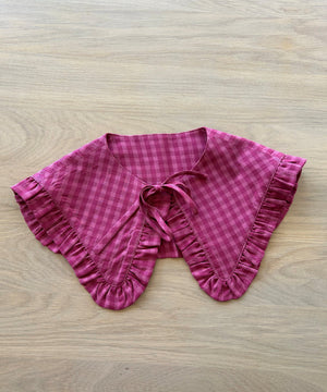 JOURNY Detachable Collar Margot Ruffle Collar Pink Check 2