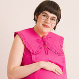 JOURNY Ruffle Detachable Collar Margot Collar Pink Linen 1