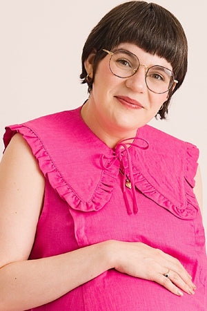 JOURNY Ruffle Detachable Collar Margot Collar Pink Linen 1