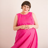 JOURNY Lucy Dress Maternity Breastfeeding Friendly Pink Linen 4