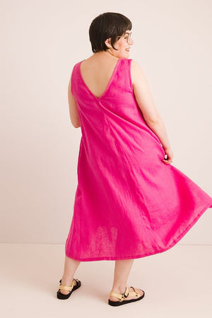 JOURNY Lucy Dress Maternity Breastfeeding Friendly Pink Linen 5