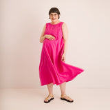 JOURNY Lucy Dress Maternity Breastfeeding Friendly Pink Linen 7