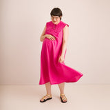 JOURNY Lucy Dress Maternity Breastfeeding Friendly Pink Linen 8