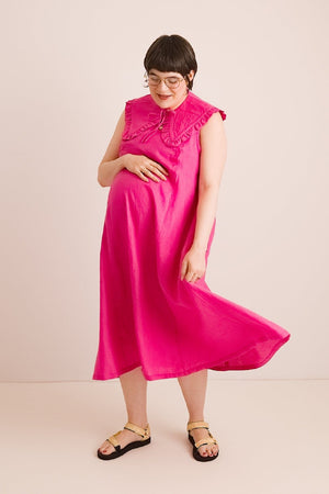 JOURNY Lucy Dress Maternity Breastfeeding Friendly Pink Linen 8