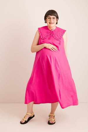 JOURNY Lucy Dress Maternity Breastfeeding Friendly Pink Linen 3