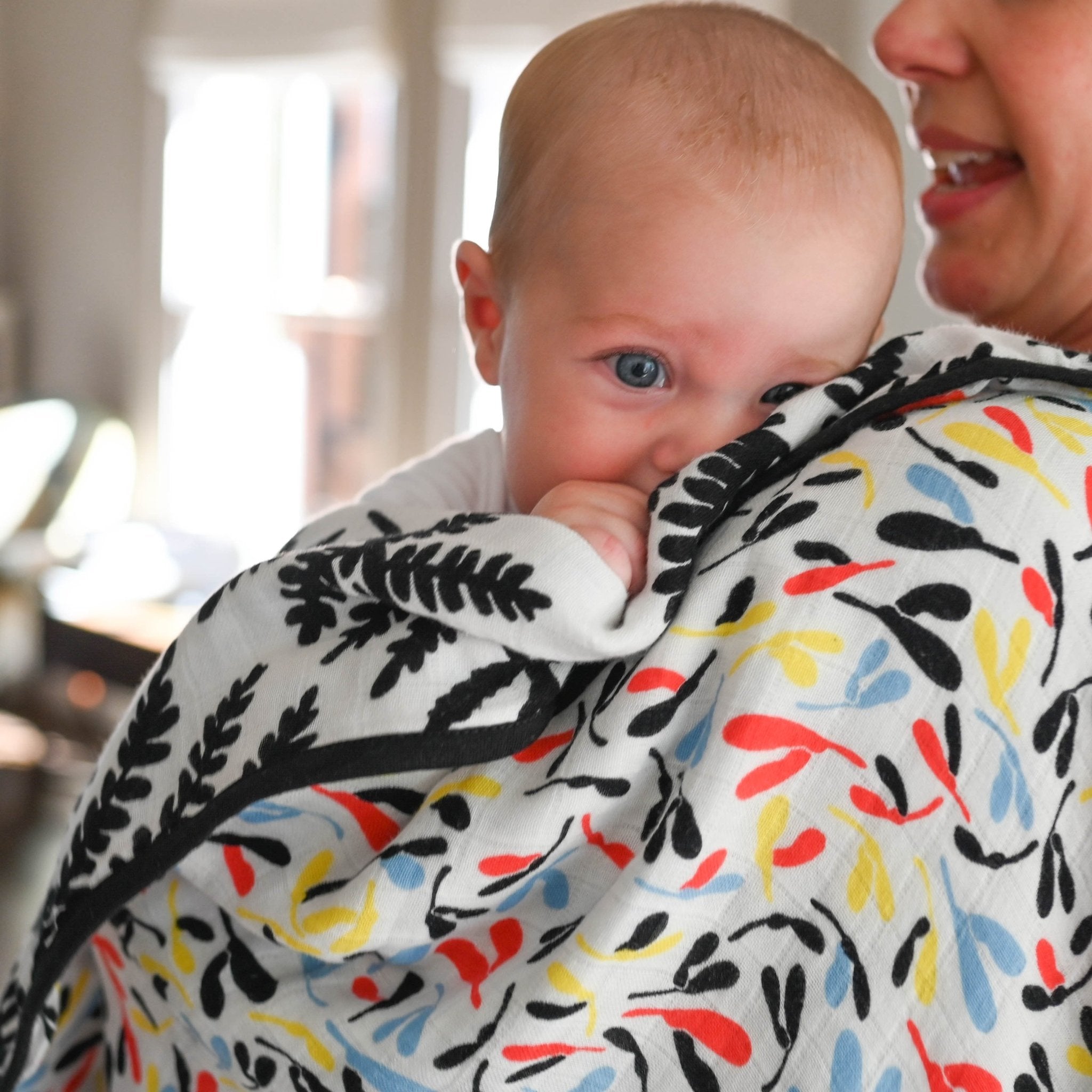 Etta Loves Plant Print Muslin Blanket Reversible 3